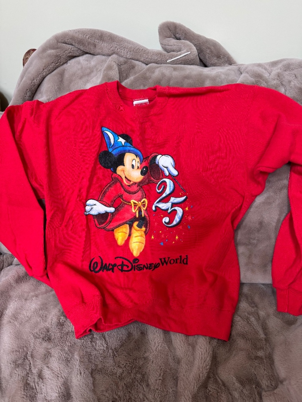Vintage 1996 Walt Disney World 25th Anniversary Sorcerer Mickey Sweatshirt Red L